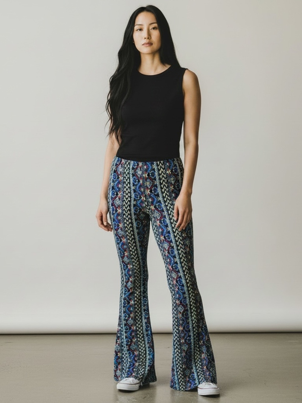 Womens UMGEE Floral Paisley Flare PantsLeggins Boho Y2K Whimsigoth Sz L BOHO